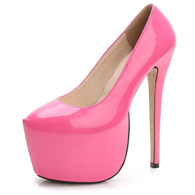 

35-44 Size women Super High Heels 18cm shoes Concise 8CM platforms shoes pumps Wedding Party Sexy leather shoes zapatos
