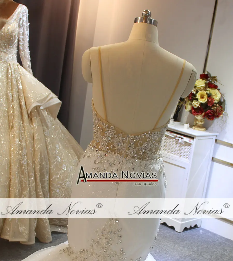 Свадебные платья с бретельками блестящая Русалка от бренда Amanda Novias 2022|Свадебные