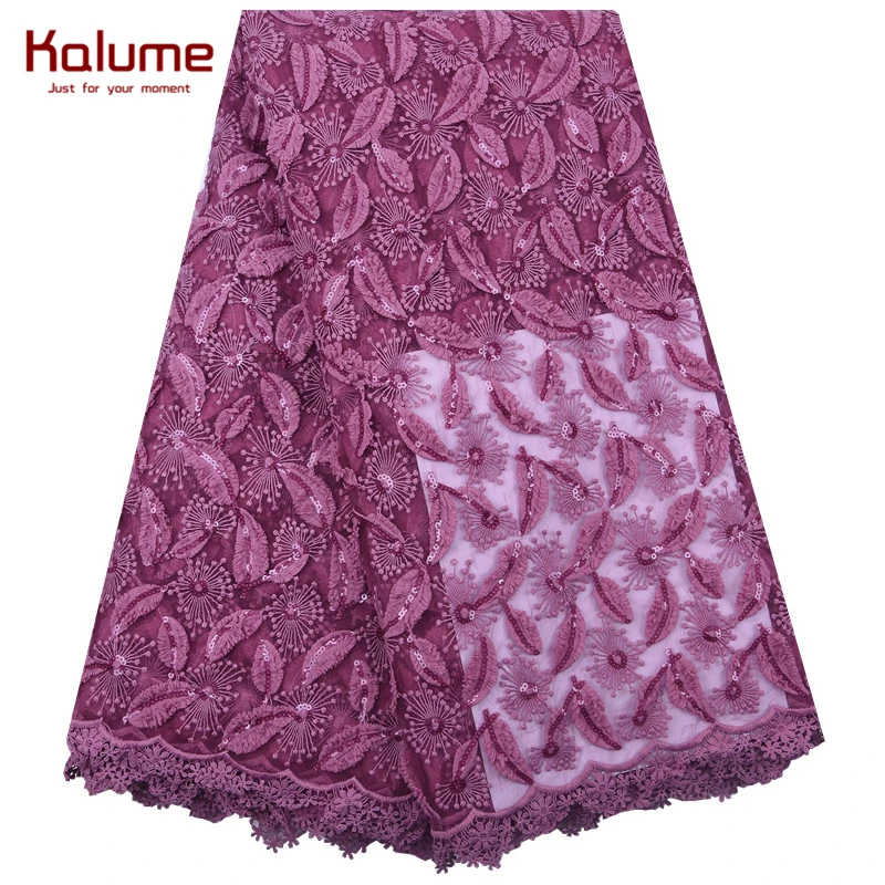 Kalume New Arrival 3D African Milk Silk Lace Fabric Pure White Sequins Nigerian French Mesh For Wedding Party F1853 | Дом и сад
