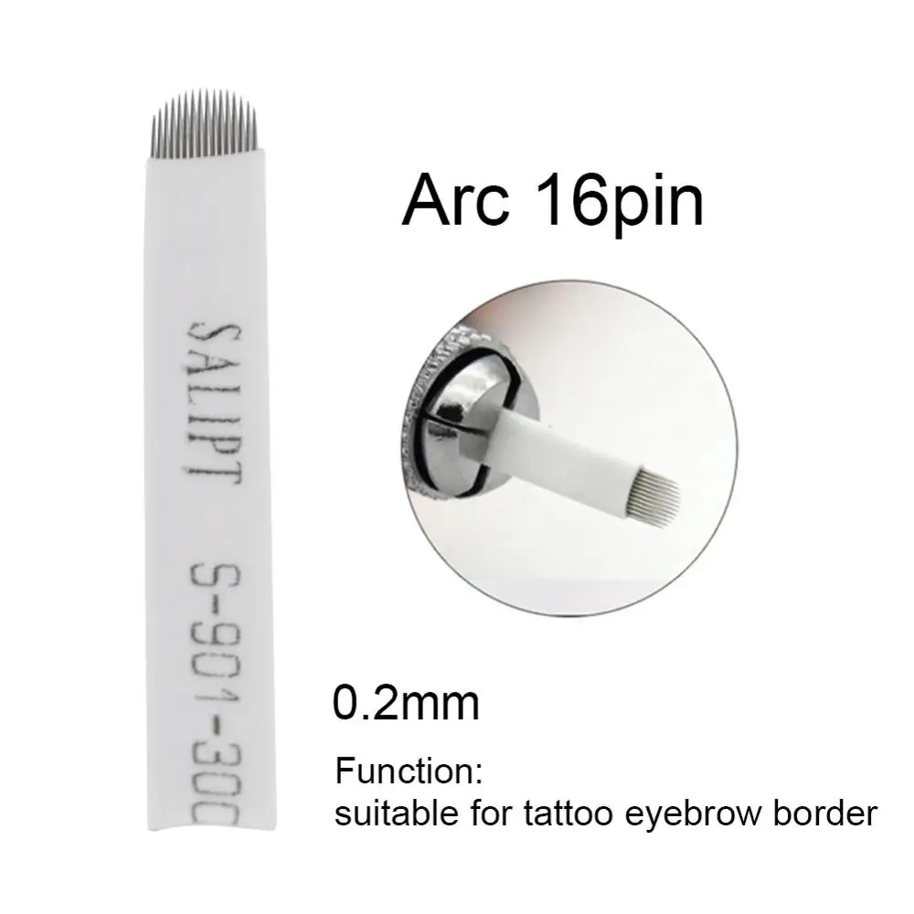 100pcs Arc 16 pin 50 шт. 9 10 21 Pin Перманентный макияж бровей татуировки иглы Лезвия для 3D вышивки микроблейдинг Татуировки Ручка аксессуары для макияжа тела - Габаритные размеры: 100pcs Arc 16 pin