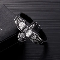 megin d punk personality cool geniune leather eagle stainless steel bracelets for men women couple friend fashion gift jewelry