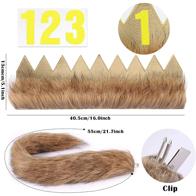 

Baby Boys 1st 2nd 3rd 4th Birthday supplies Outfit Cake Smash Lion Wild One Crown Tail Jungle Animal Party Costume