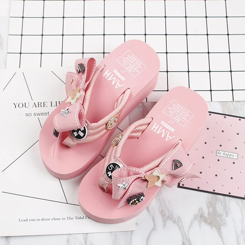 Fashion New Beach Slides Sandals Women 2021 Wedges Butterfly-Knot Ladies Slippers Platform Sandals Women's Summer Flip Flops