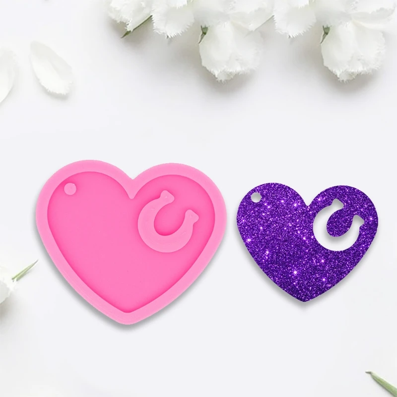 

Keychain Epoxy Resin Mold Shiny Glossy Heart Horseshoe Keyring Silicone Mould