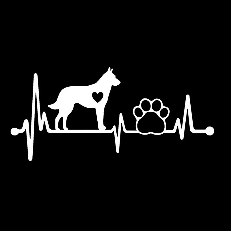 white 15.1*6.9CM Belgian Malinois Paw Vinyl Cartoon Decal for Car Sticker Side Emblem for Toyota Crown Chevrolet Axeo Haval Buick Kia - Название цвета: white