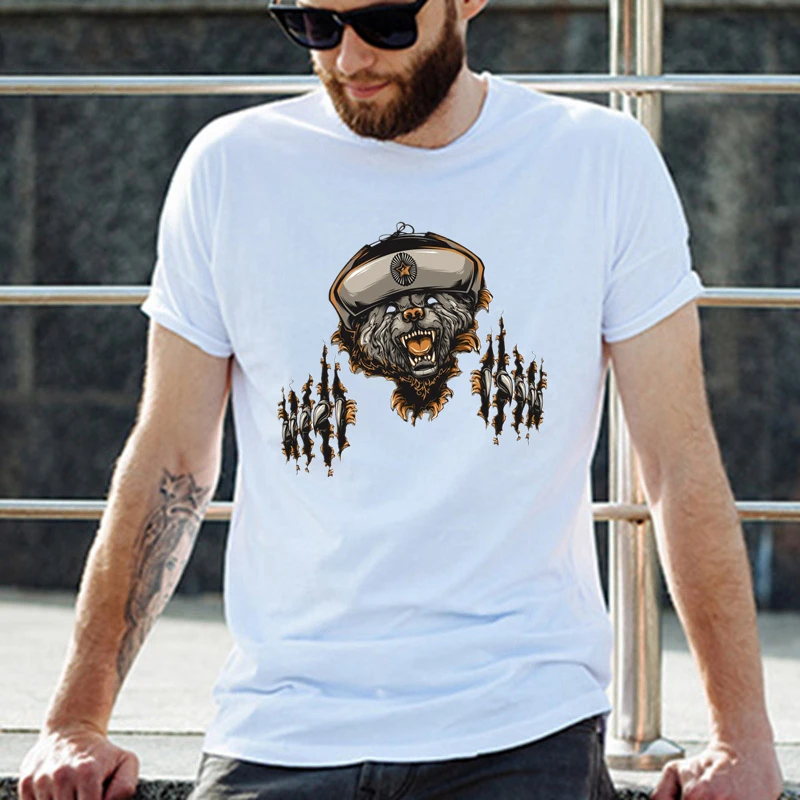 50108# злой медведь ссср выходит футболка мужская майка футболки мужские белый топ