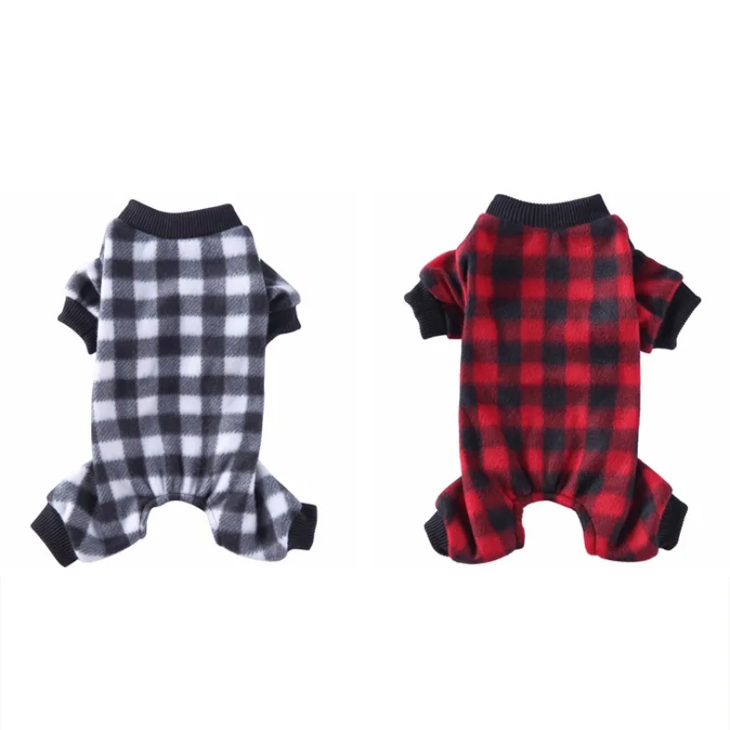 

New Warm Dog Lattice Outfit Pet Soft Comfortable Clothes Lovely Pajamas For Small Medium Dogs Puppy Autumn Winter Grid Costume