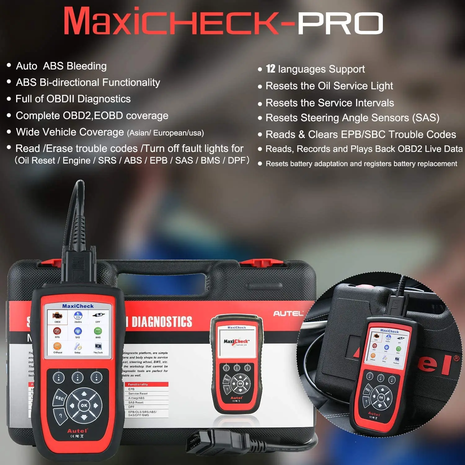 Autel MaxiCheck Pro диагностический инструмент для автомобиля OBD2 сканер EPB масло сервис ABS