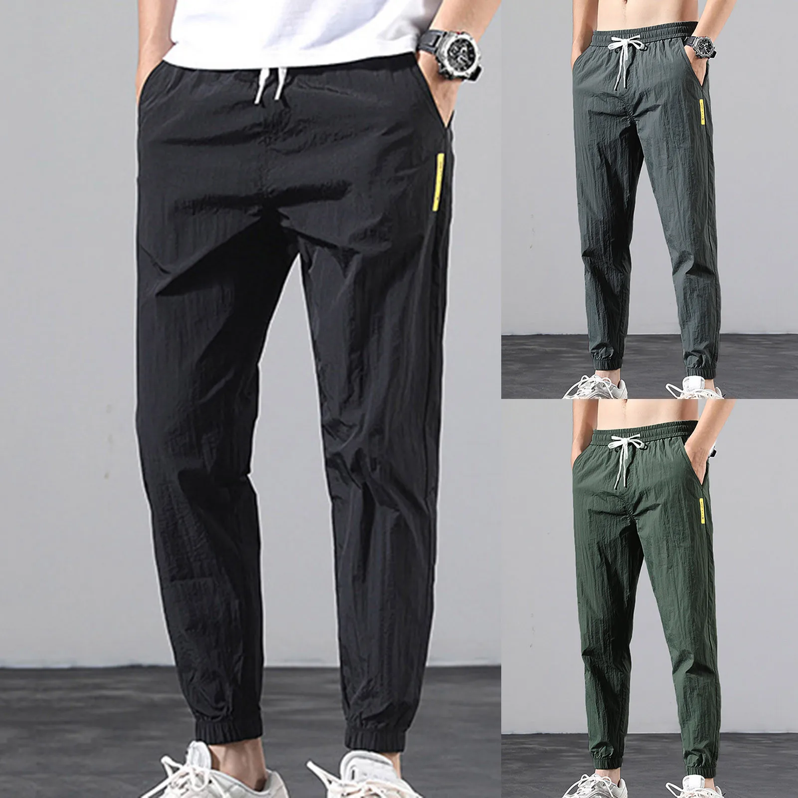 Мужские модные брюки-карго свободный спортивный костюм с завязывающимися
