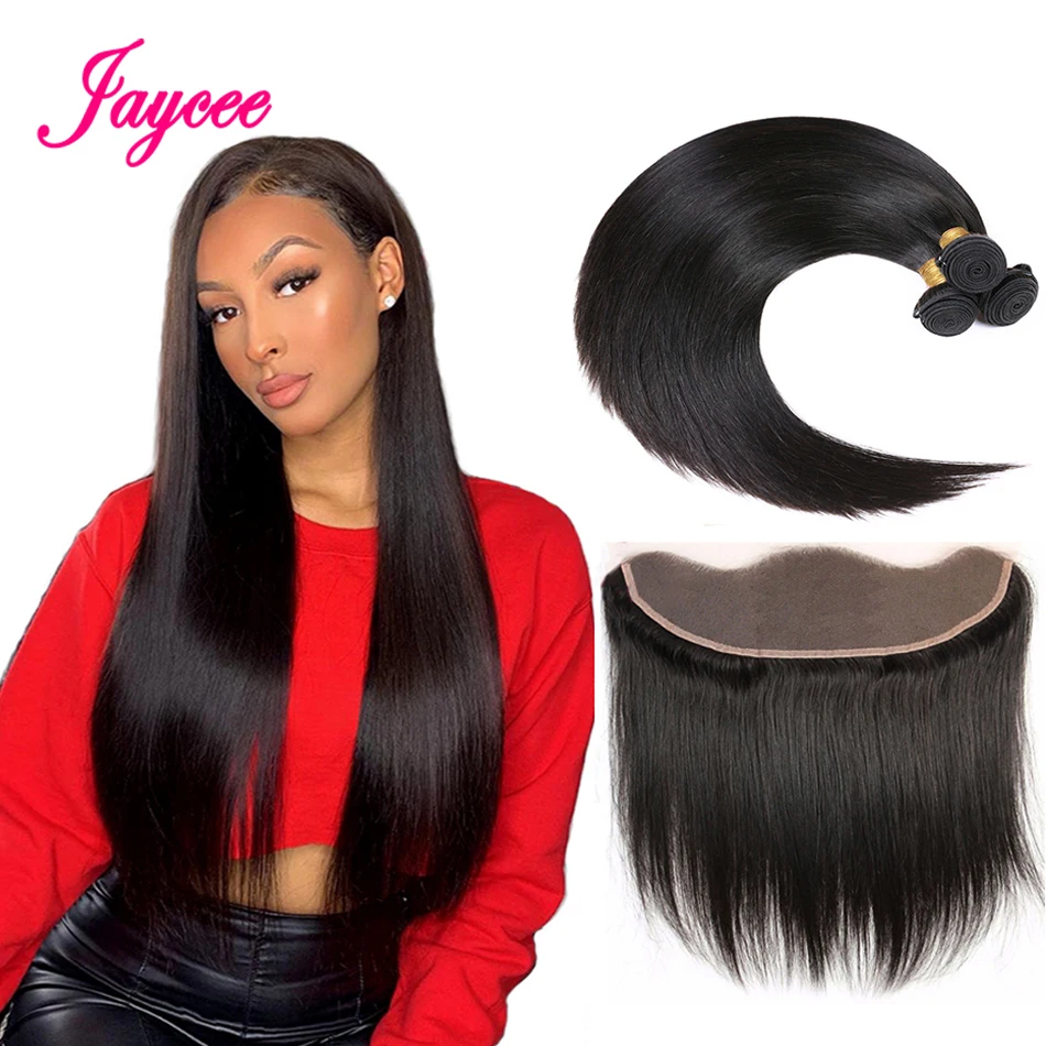 Jaycee волосы перуанские прямые волосы с закрытием 3 пучка Remy человеческие волосы с 13*4 часть уха до уха Кружева Фронтальная