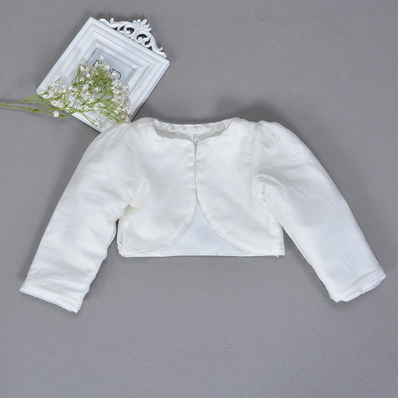 Болеро на крестины накидка с длинными рукавами наряд жемчужной отделкой бисером