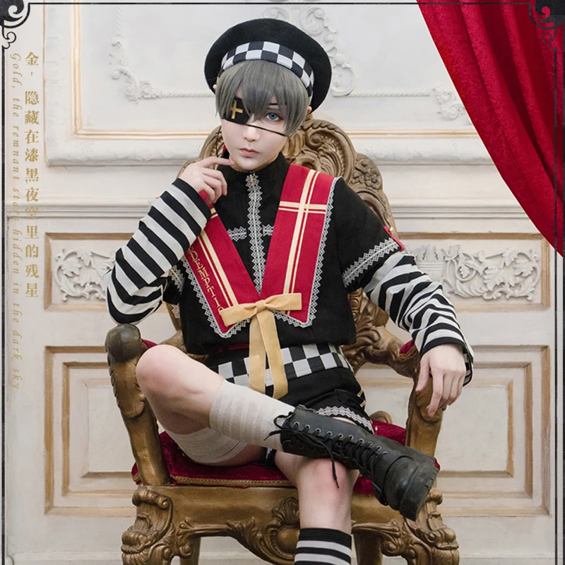 

New Black Butler Ciel Phantomhive cosplay costume lolita dress suits uniform halloween costumes for boy girls Anime clothes cos