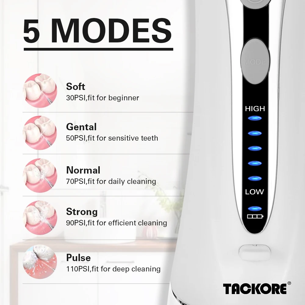 

Portable Water Dental Flosser 5 mode Electric Oral Irrigator Water Jet USB Rechargeable Dental Irrigator Teeth Cleaning