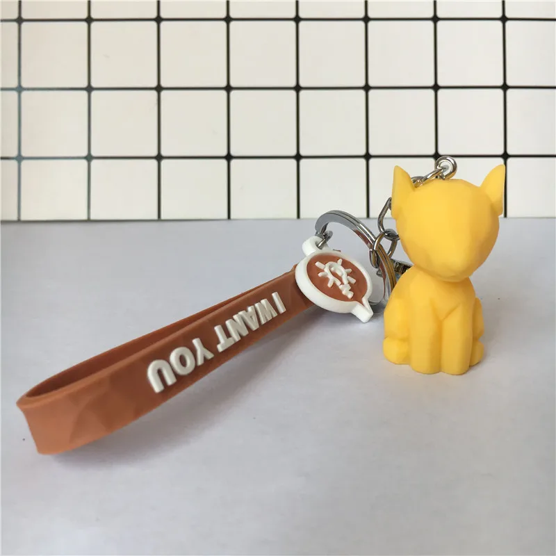 Аниме Геометрическая собака брелок красочные мягкие резиновые ПВХ милые брелки