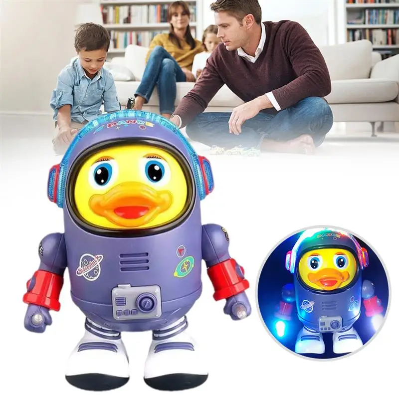 Juguete educativo de pato espacial para ni&ntilde;os, Juguete Musical el&eacute;ctrico, con luces y sonidos-2