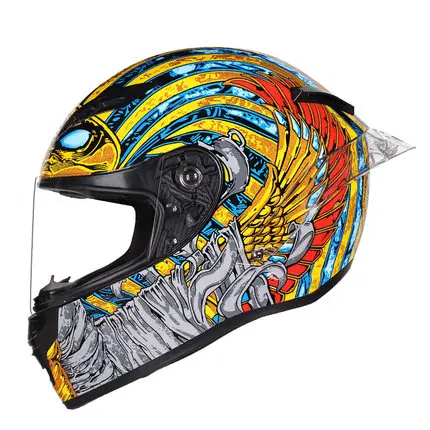 Full Face Motorcycle  Professional Racing Helmet Kask Dot Rainbow Visor Motocross Off Road Touring S Pharaoh Pattern enlarge