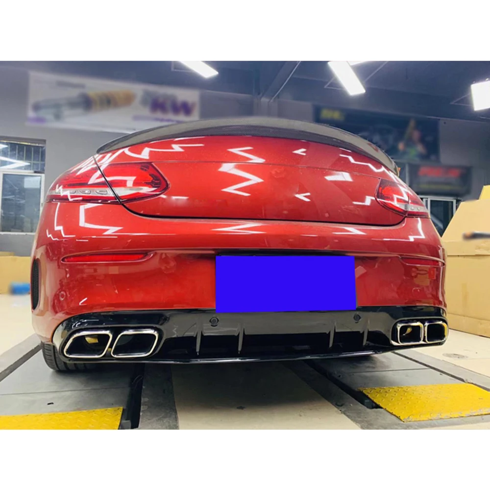 Задний бампер Diffuer спойлер выхлопные трубы для Mercedes-Benz C-Class W205 спортивные C200 C250 C300