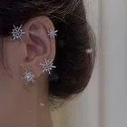 Креативные не проколотые циркониевые серебряные серьги-снежинки вокруг ушей регулируемые серьги-каффы для женщин Рождественский подарок