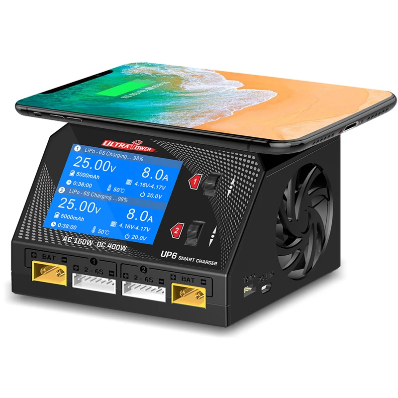 Ультра Мощность UP6 AC 160W DC 400W 10A для детей возрастом 1 6S Lipo Батарея баланс Зарядное