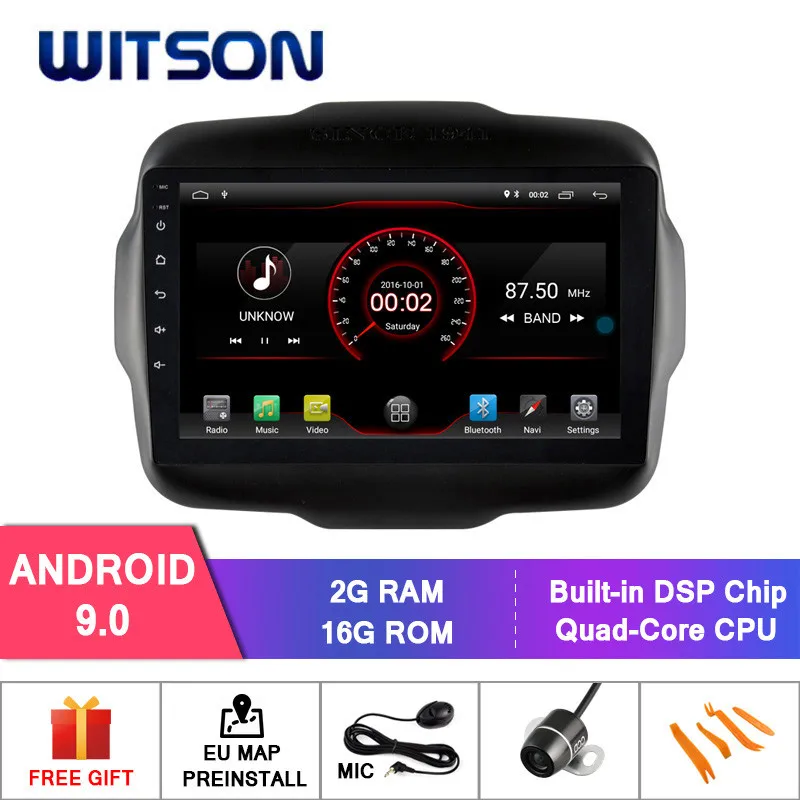 Quad core 16G ROM WITSON 10," FULL HD сенсорный экран Android 9,0 Восьмиядерный Автомобильный gps мультимедийный навигатор для JEEP RENEGADE- автомобильный dvd-плеер - Цвет: Quad core 16G ROM