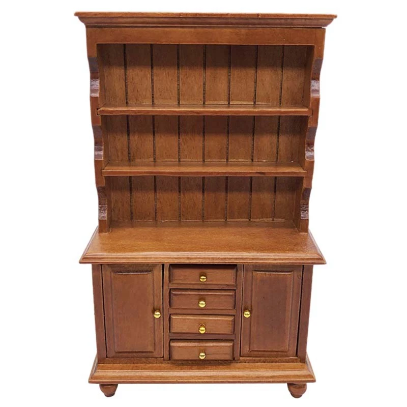 

1:12 Dollhouse Miniature Furniture Multifunction Wood Cabinet Bookcase Bookshelf for Pretend Play Toy