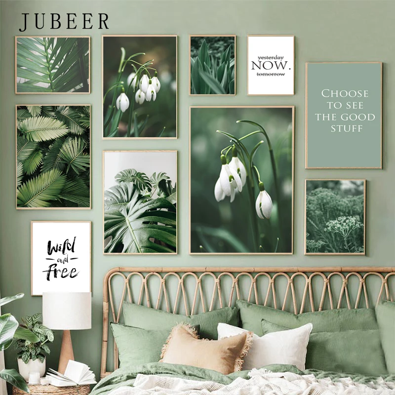 Растительное растение лист стены художественный постер для комнаты обман холст печать картина зеленый банан лист настенные картины