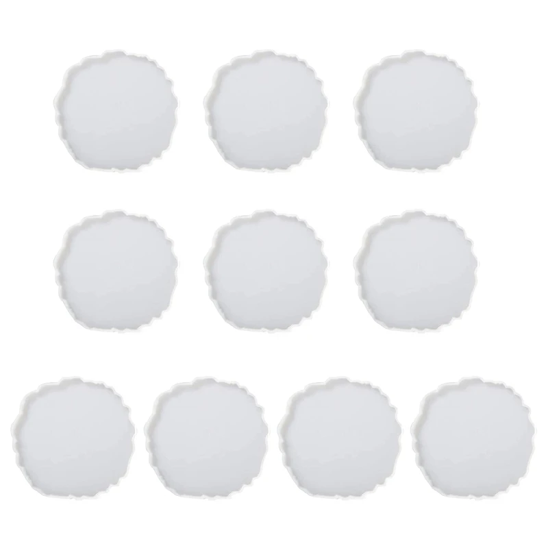 

10 Pcs Glossy Coaster Epoxy Resin Mold Agate Slice Cup Mat Casting Silicone Mould DIY Crafts Jewelry Placemat Mold