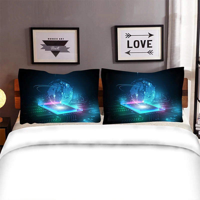 Bedding set Bedclothes Include Duvet Cover Pillowcase Print Home Textile Bed Linens Laser Earth Comfoter Soft King-Full Size | Дом и сад