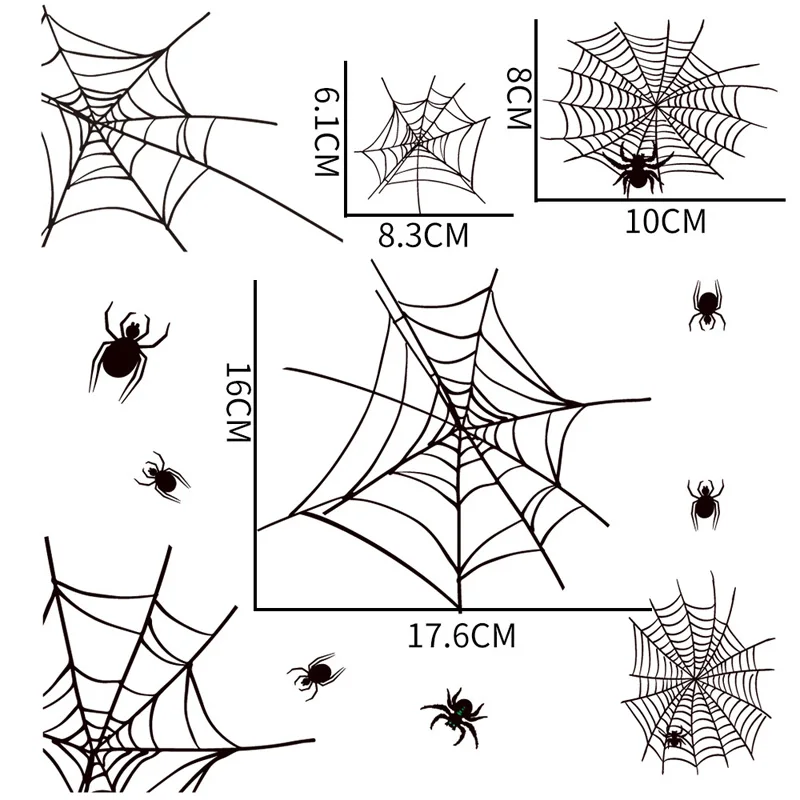 

4pcs Halloween Bat Spider Stickers Removable Window Sticker Spiderweb Wall Decal Halloween Party Home Decorations