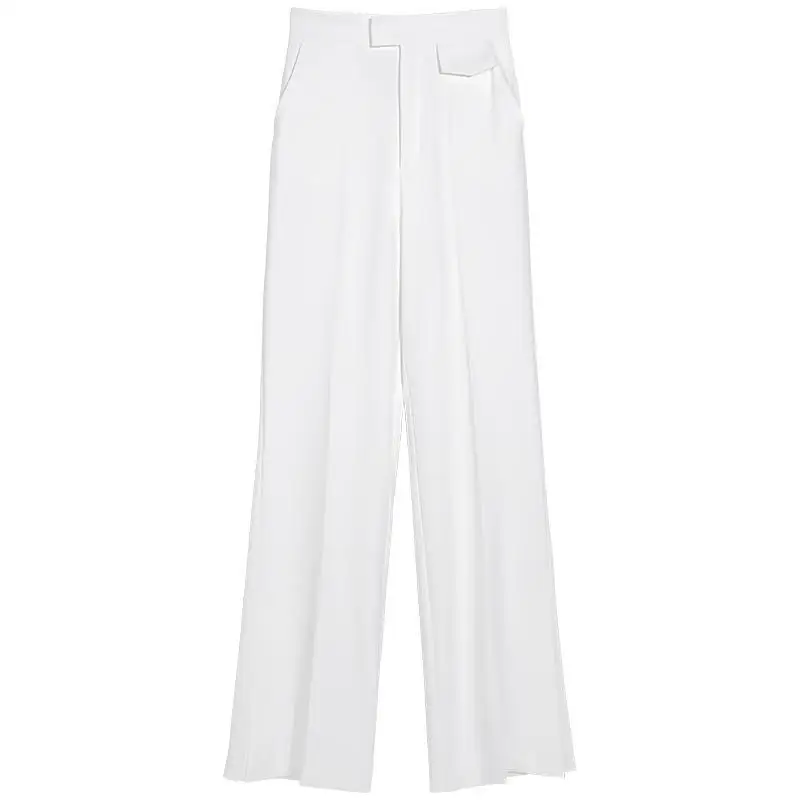 

New Spring Korean Fashion Split Pants Vintage High Waist Casual OL Streetwear Long Trousers Casual Street Lady Pants