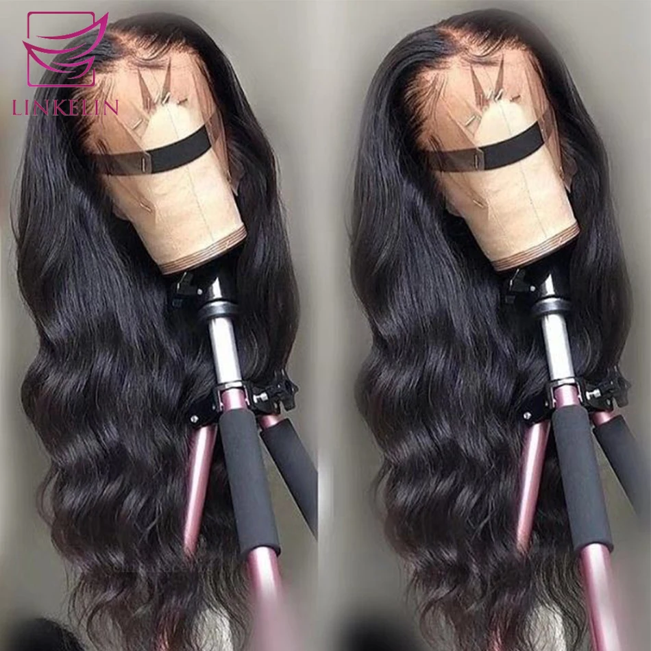 Harga Linkelin Renda Depan Wig 13*4 Brasil Tubuh Gelombang Wig Medium Brown 150% Renda Depan Rambut Manusia Wig Renda Frontal Wig Untuk Wanita