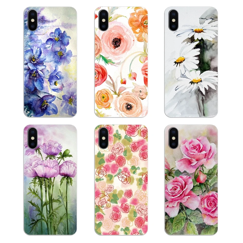 Прозрачный чехол из ТПУ для iPod Touch iPhone 4 4S 5 5S 5C SE 6 6S 7 8 X XR XS Plus MAX с цветочным