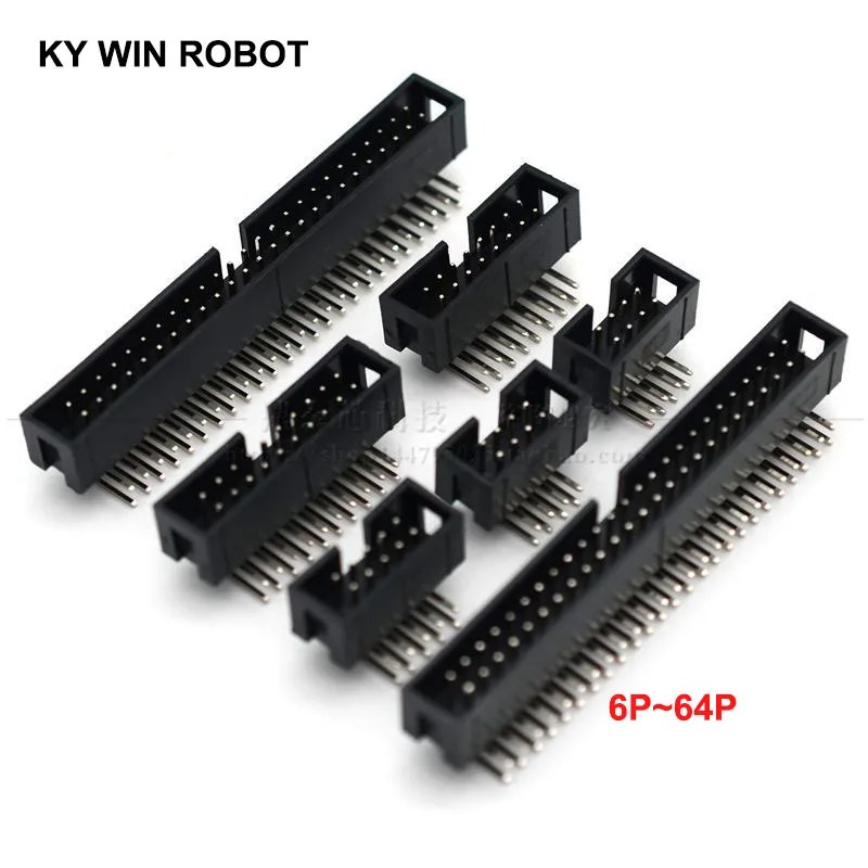 

10PCS DC3 6P 8P 10P 12P 14P 16P 20P 26P 30P 34P 40P 50P 64P 2.54mm Socket Header Connector ISP Male Double-spaced Angle IDC JTAG