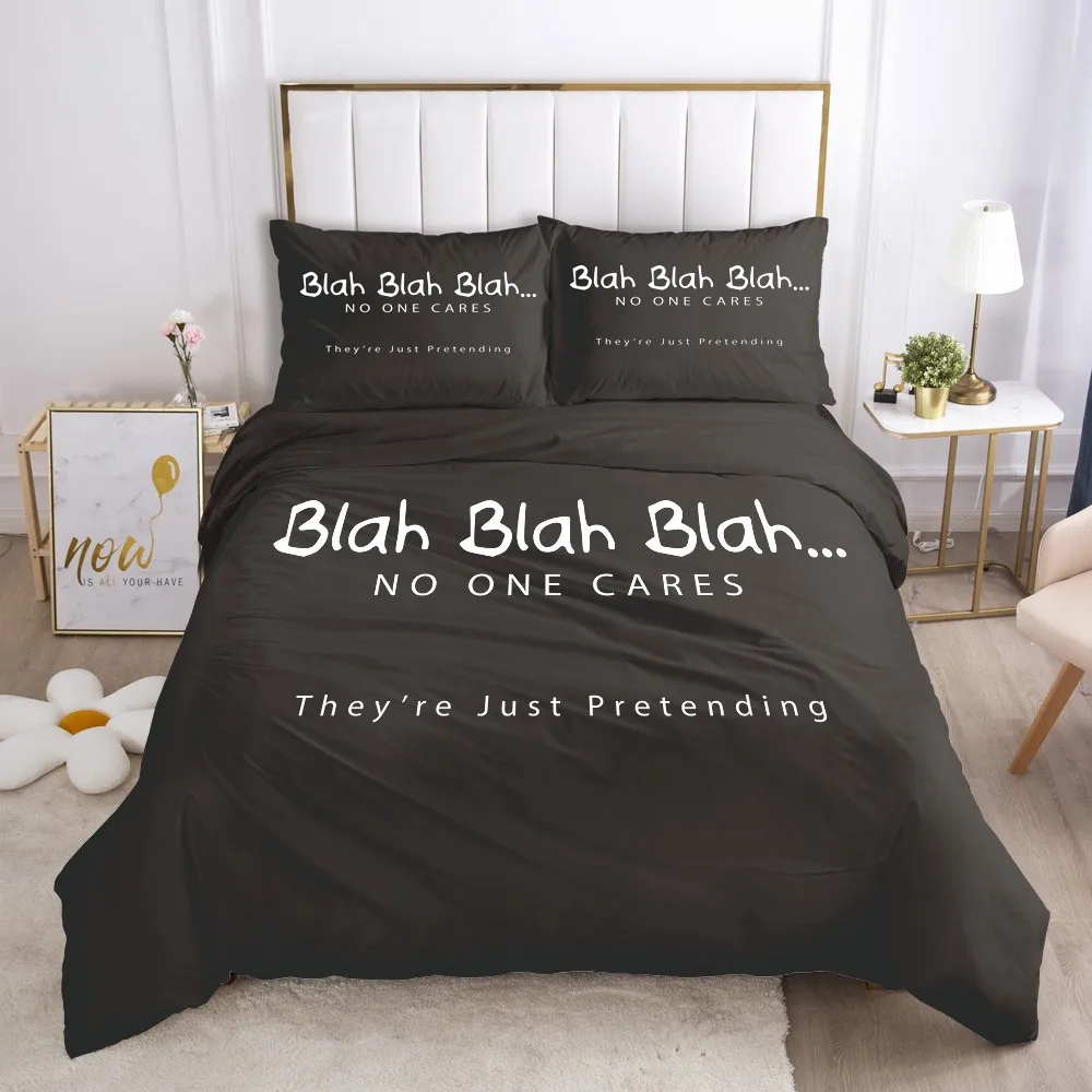 

3D Letter Design Bedding Sets Duvet Cover Set Bedding Sets Comforter Case Pillow Covers Full Twin Single Size Black Bedding Sets