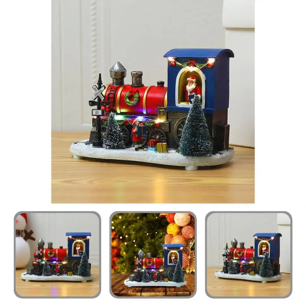 

Рождественский поезд, яркие портативные рождественские украшения, настольный поезд с Санта-Клаусом, фигурка для дома, светодиодные украшен...