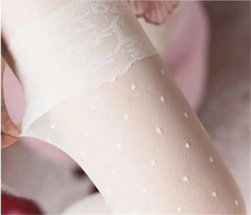 Японские Милые Лолита-чулки Девочки Кружевные колготки Черные/Белые Женские Прозрачные чулки B662