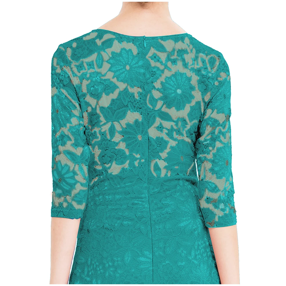 Женское кружевное платье с юбкой годе Angel fashions вечернее рукавом 3/4 круглым