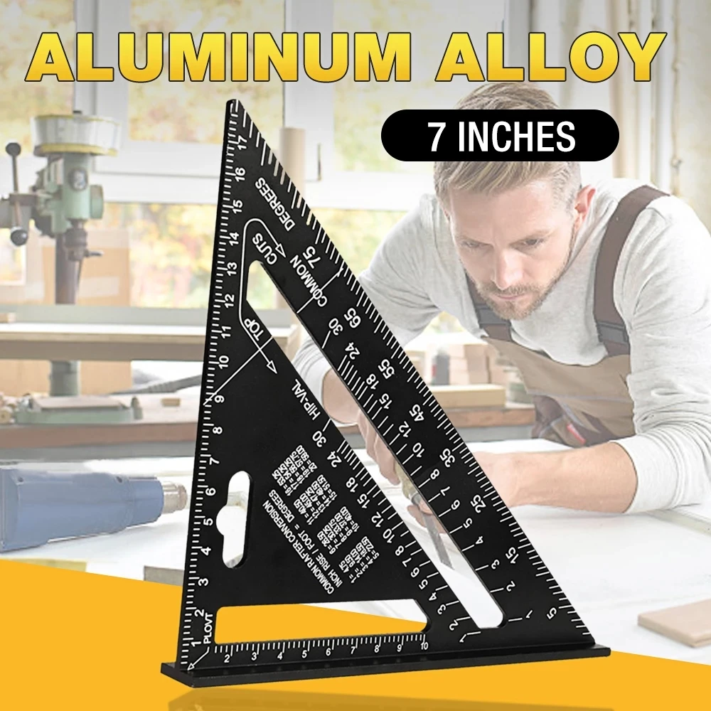 

THE9 Triangle Ruler 7inch Aluminum Alloy Angle Protractor Speed Metric Square Measuring Ruler For Building Framing Tools Gauges