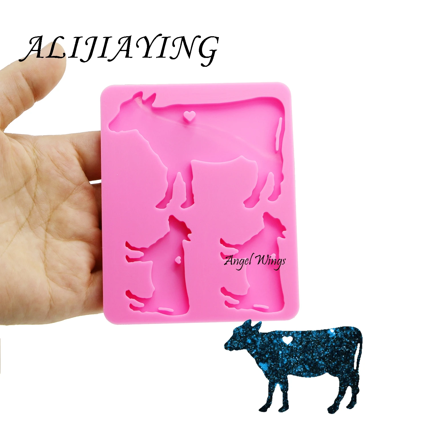 Силиконовая форма сделай сам для семьи коров ключей бык мама/ребенок жидкого