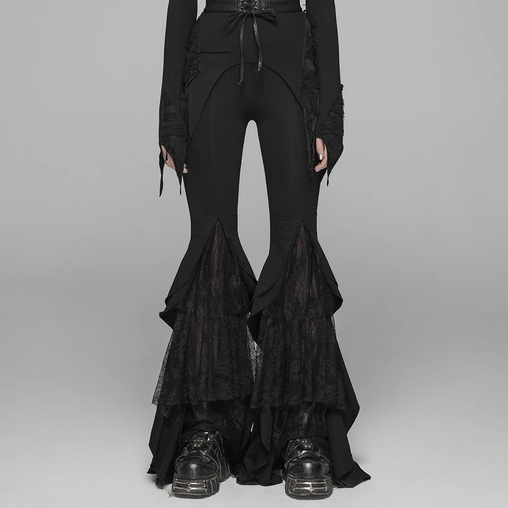 Женские готические брюки клеш в стиле панк EAVE эластичные трикотажные кружевные