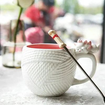 02 Style of Mug Креативная керамическая кружка фарфоровый чайник с фильтр для чашки чая милый 3d рельефная текстура шерсти кошка Мэри стильная кружка кофейная чашка и чайник - Цвет: 02 Style of Mug