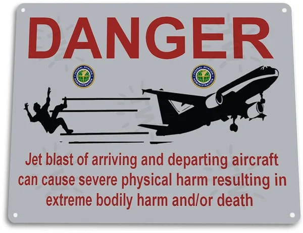 

Tin Sign Danger Jet Blast Aviation Airport Warning Caution Metal Decor