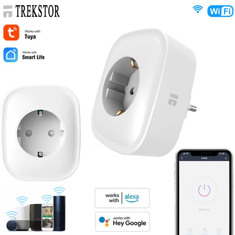 

TREKSTOR M WiFi 10A смарт-розетка Tuya Smart розетка дистанционного Управление умный дом работает с Alexa Google Home гнездо не требуется