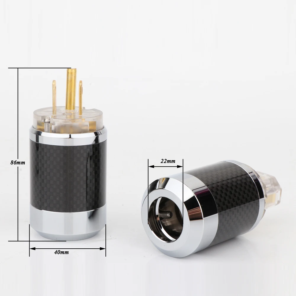 

Preffair BCF2-TG High Clear Black Carbon Fiber Gold Plated US AC Power Plug IEC Connector Female male HIFI DIY Mains Power Cab