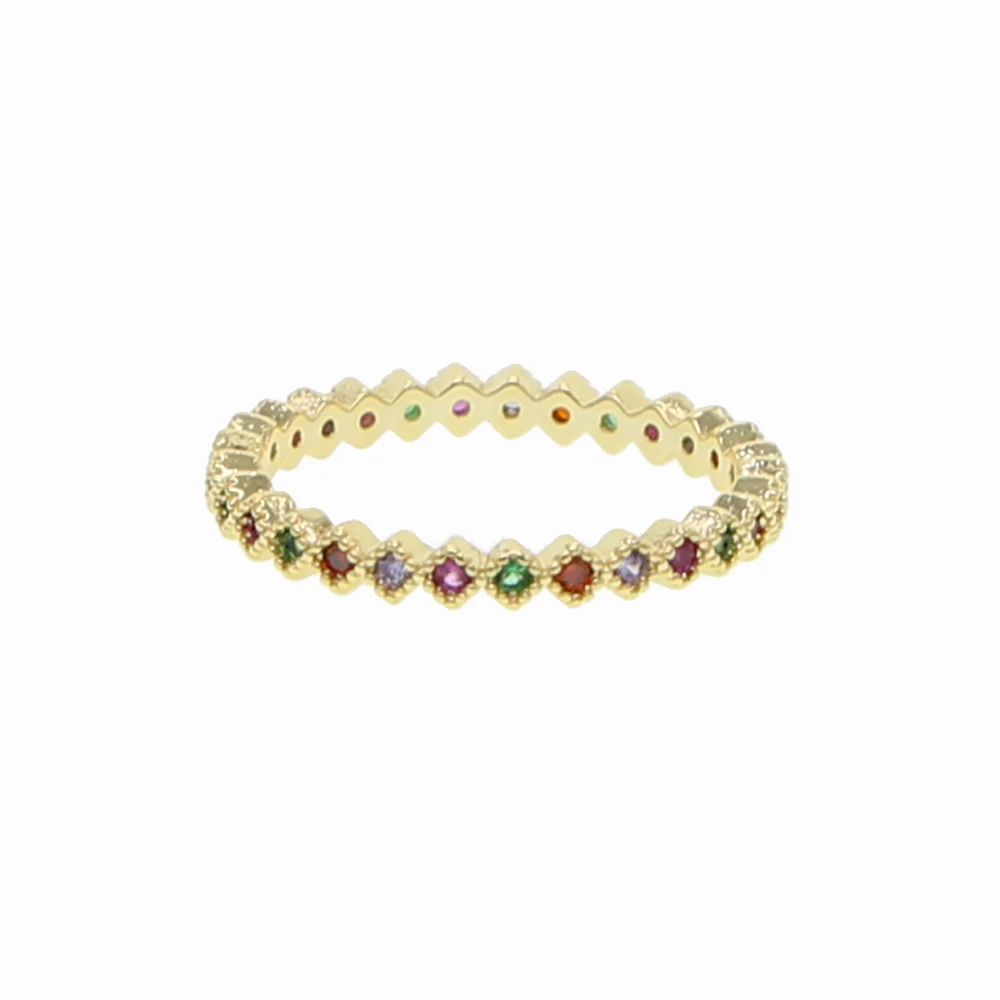 2020 hot fashion gold color simple cz band ring Midi Minimal paved mix colord delicate Top quality cute elegant girls jewelry | Украшения и