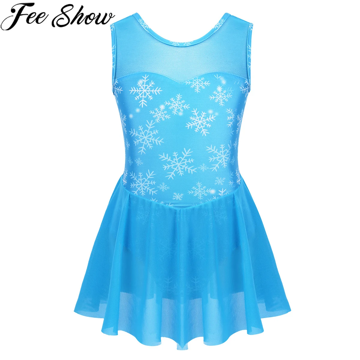 

Детское платье для девочек FEESHOW, балетный костюм балерины, танцевальная одежда без рукавов, сетчатый комбинированный купальник со снежинка...