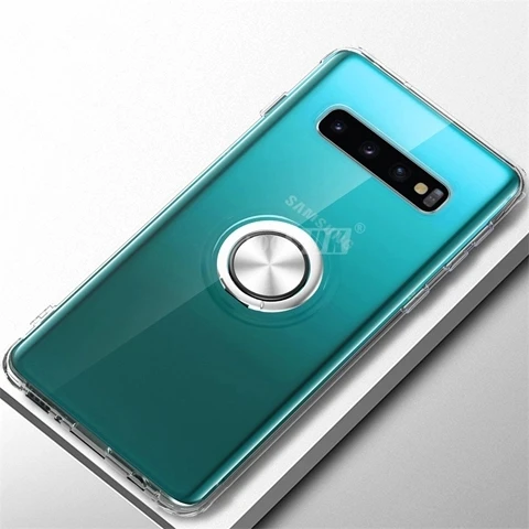 Для samsung Galaxy S10 Lite чехол мягкий ультра тонкий прозрачный держатель кольцо автомобильный Магнитный чехол для телефона для samsung Galaxy S10E S10 Plus S10 - Цвет: silver