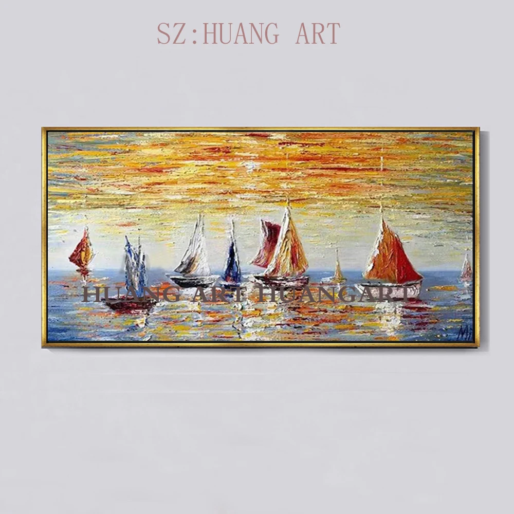 

Seascape Sailing Boat Abstract Art Oil Painting Handmade Artwork Paintings Canvas Wall Pictures Art Unframed Craft For Bedroom
