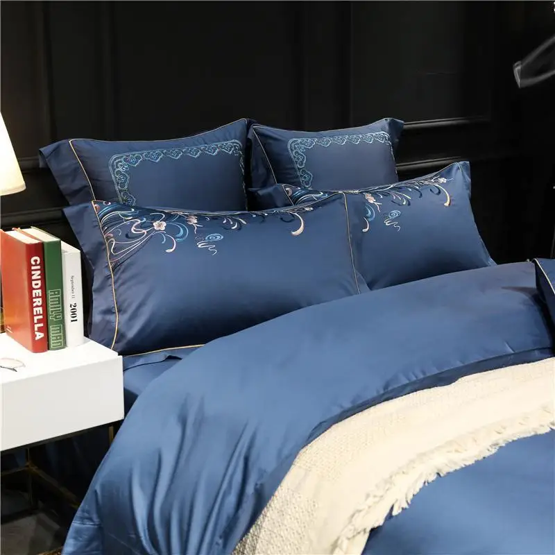 

42 Luxury 100S Egypt Cotton Elegant cranes Bedding Set Embroidery Duvet cover Bed Sheet Pillowcases Queen King size 4/6/7Pcs