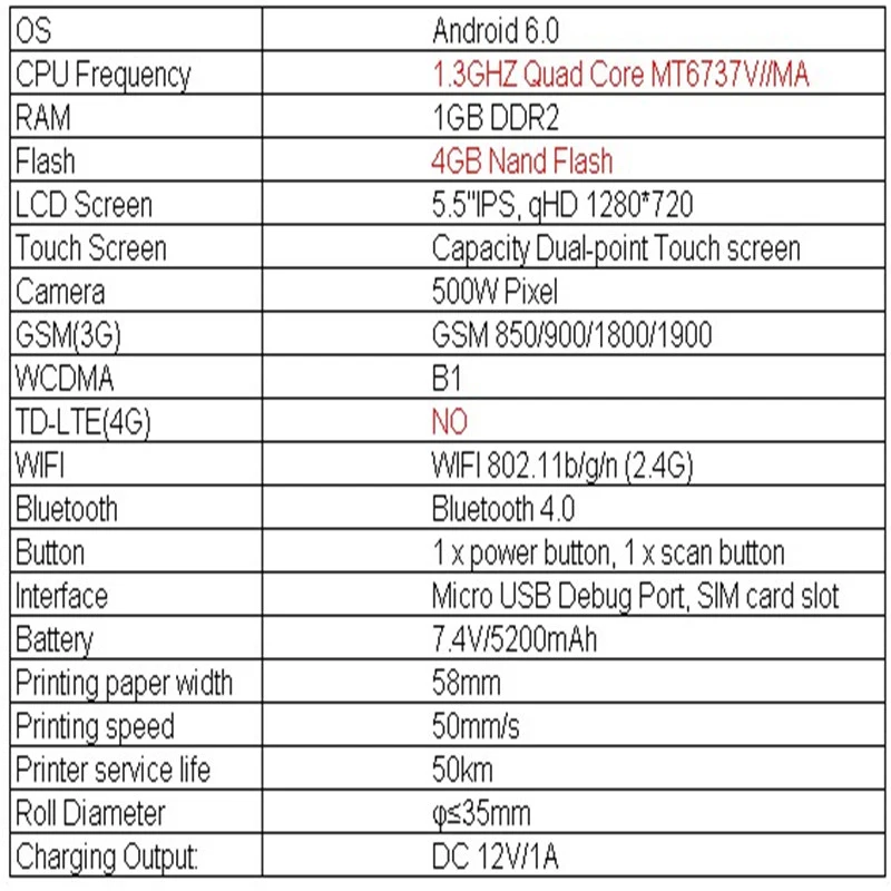 Портативный pos-компьютер 5,5 дюймов нажмите 3g Wifi Bluetooth Android Pda Мобильный платежный терминал с термопринтером(штепсельная Вилка европейского стандарта